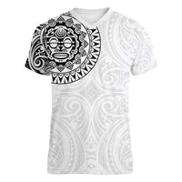New Zealand Aotearoa Women V-Neck T-Shirt Maori Te Mata O Rongokako LT05 Female White - Polynesian Pride