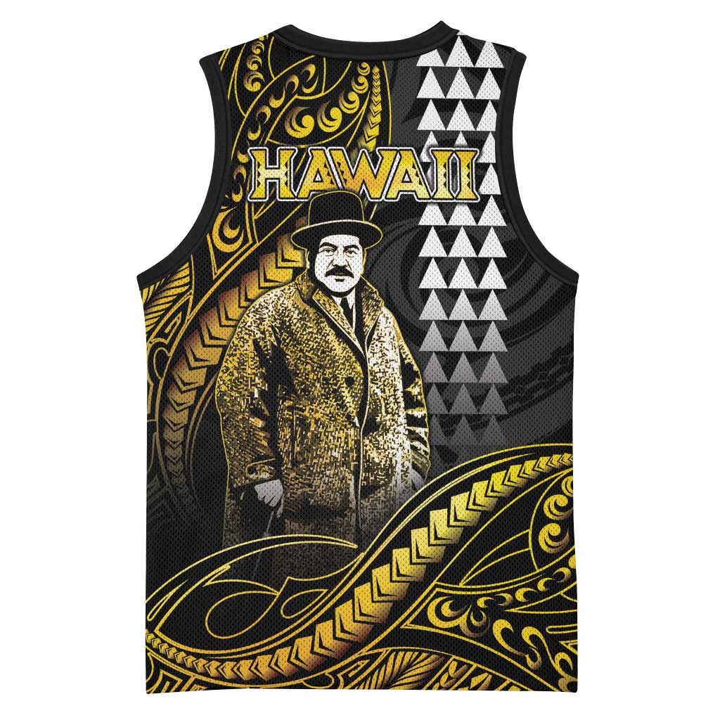 Hawaii Kuhio The Citizen Prince Basketball Jersey Gold Polynesian Tribal Tattoo