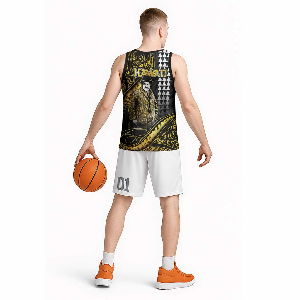 Hawaii Kuhio The Citizen Prince Basketball Jersey Gold Polynesian Tribal Tattoo