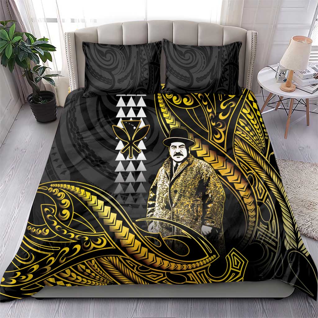 Hawaii Kuhio The Citizen Prince Bedding Set Gold Polynesian Tribal Tattoo