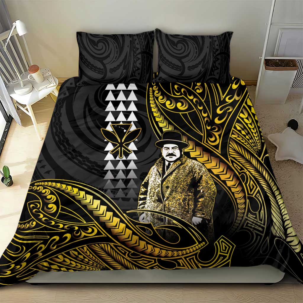 Hawaii Kuhio The Citizen Prince Bedding Set Gold Polynesian Tribal Tattoo