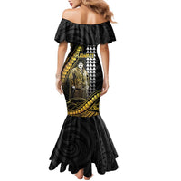 Hawaii Kuhio The Citizen Prince Family Matching Mermaid Dress and Hawaiian Shirt Gold Polynesian Tribal Tattoo LT05 - Polynesian Pride