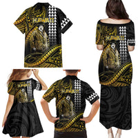 Hawaii Kuhio The Citizen Prince Family Matching Puletasi and Hawaiian Shirt Gold Polynesian Tribal Tattoo LT05 - Polynesian Pride