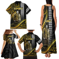 Hawaii Kuhio The Citizen Prince Family Matching Tank Maxi Dress and Hawaiian Shirt Gold Polynesian Tribal Tattoo LT05 - Polynesian Pride
