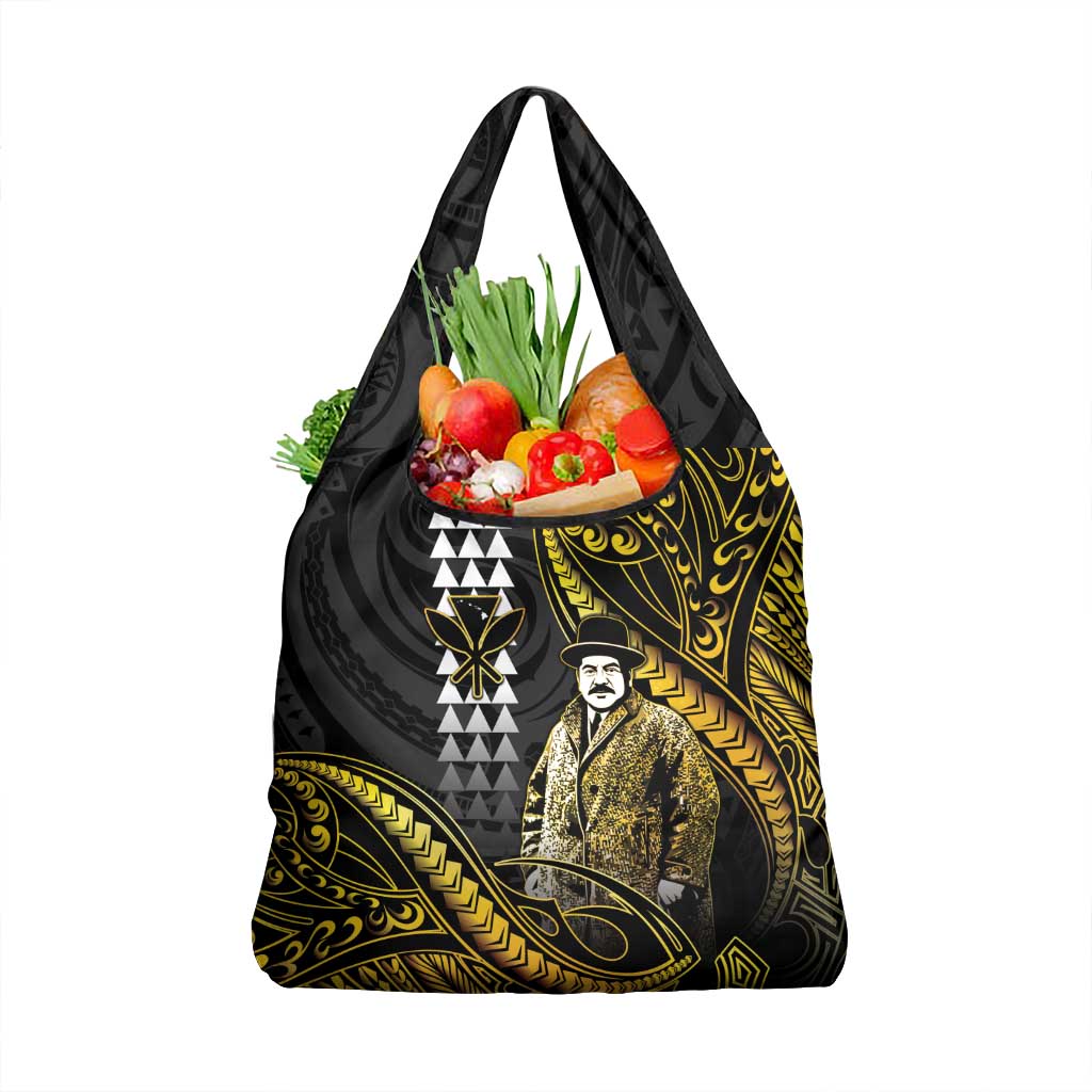Hawaii Kuhio The Citizen Prince Grocery Bag Gold Polynesian Tribal Tattoo