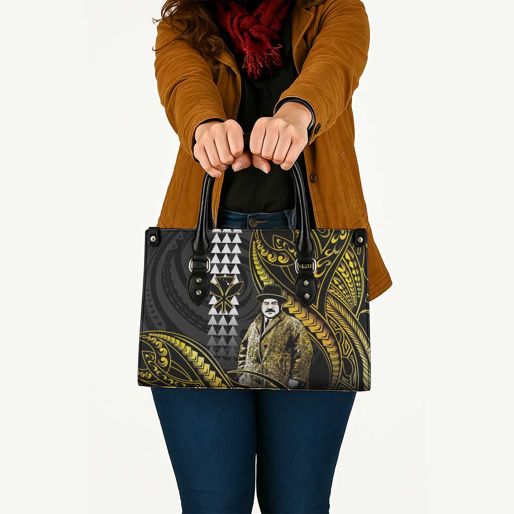 Hawaii Kuhio The Citizen Prince Leather Bag Gold Polynesian Tribal Tattoo