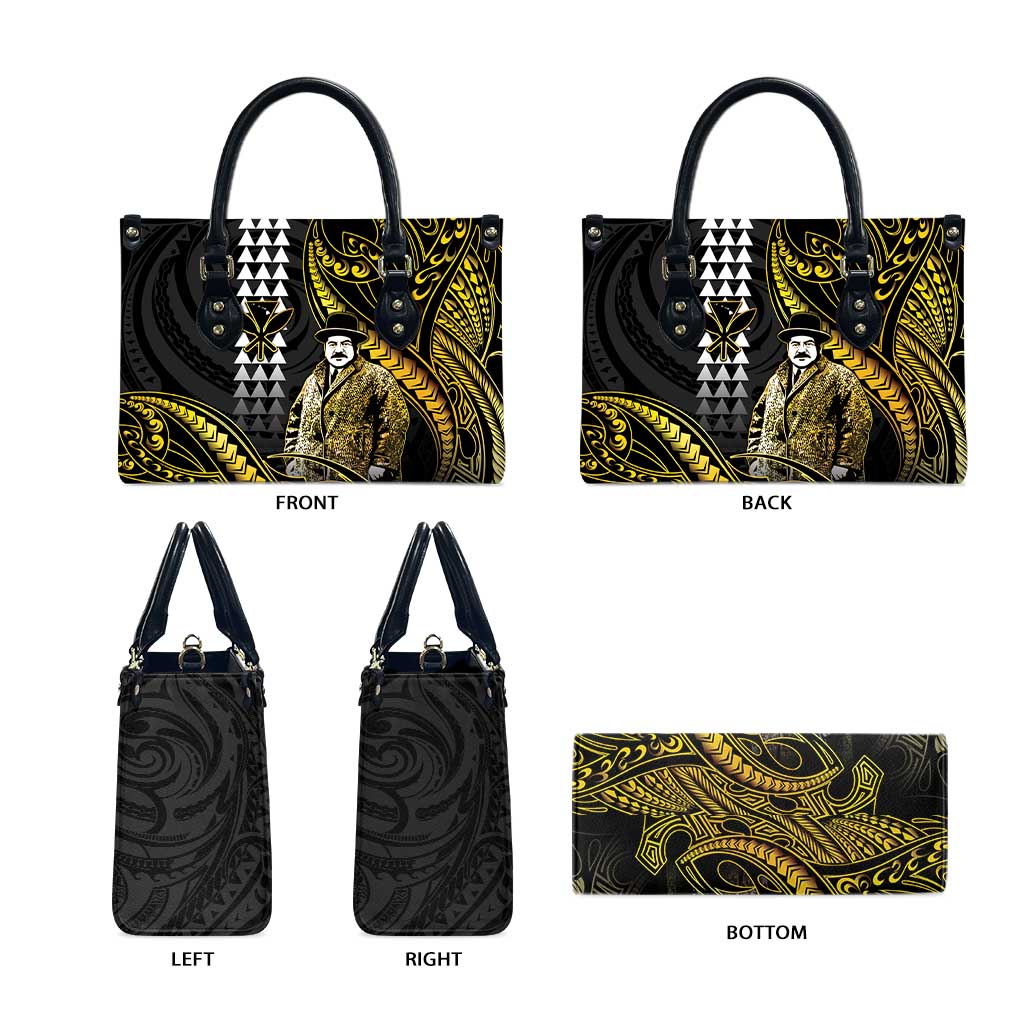 Hawaii Kuhio The Citizen Prince Leather Bag Gold Polynesian Tribal Tattoo