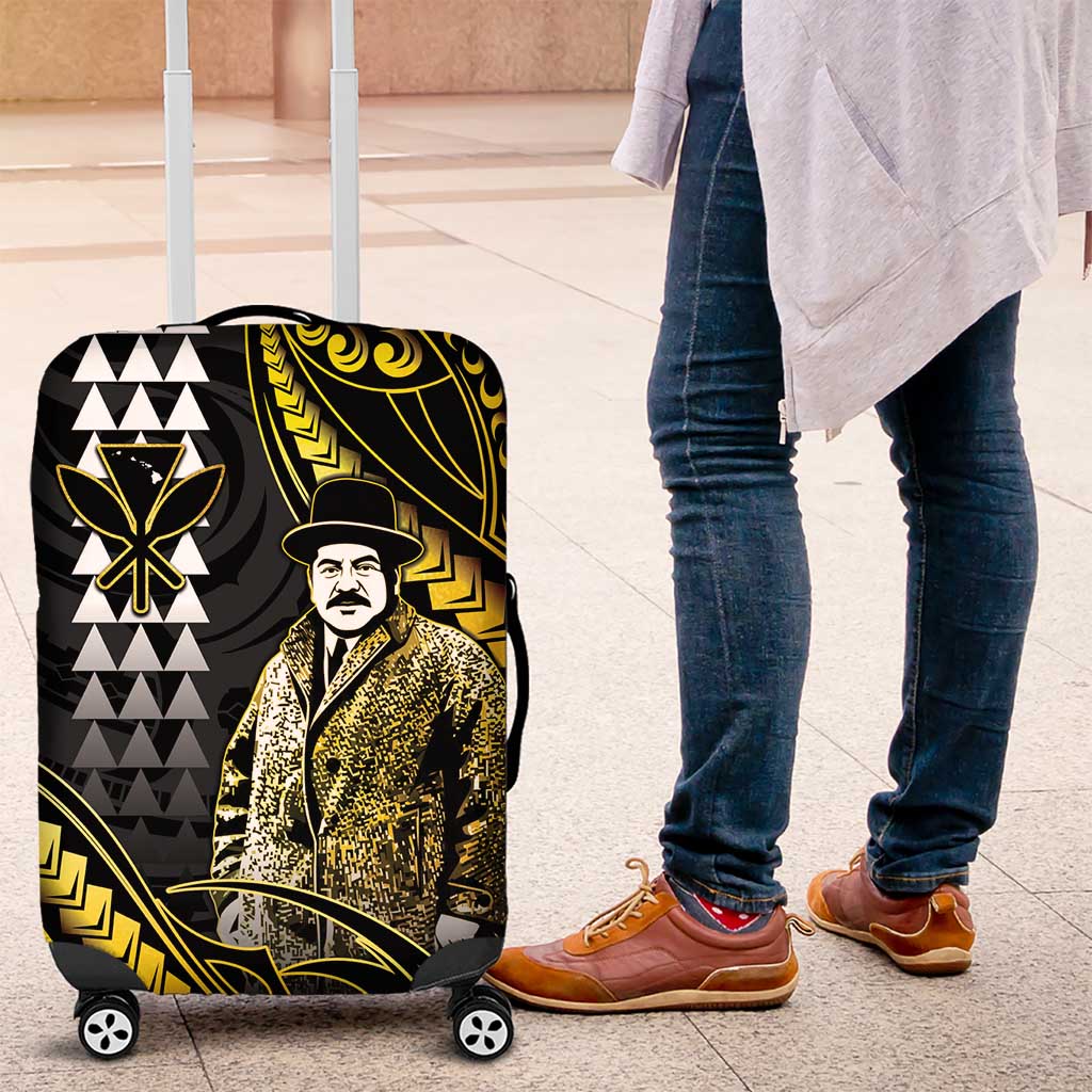 Hawaii Kuhio The Citizen Prince Luggage Cover Gold Polynesian Tribal Tattoo
