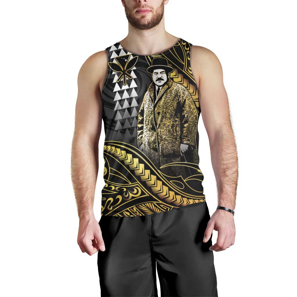 Hawaii Kuhio The Citizen Prince Men Tank Top Gold Polynesian Tribal Tattoo