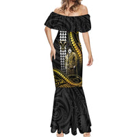 Hawaii Kuhio The Citizen Prince Mermaid Dress Gold Polynesian Tribal Tattoo