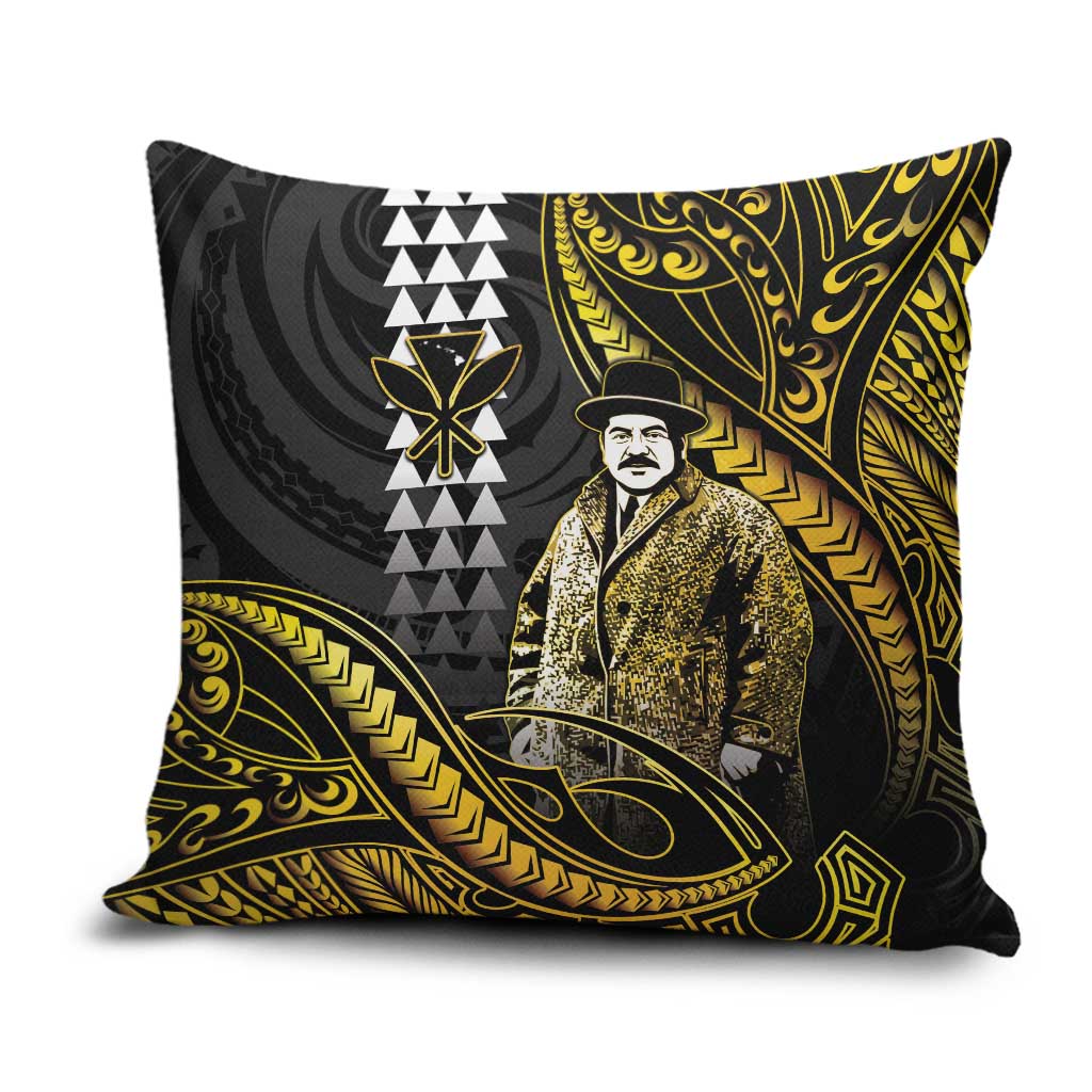 Hawaii Kuhio The Citizen Prince Pillow Cover Gold Polynesian Tribal Tattoo