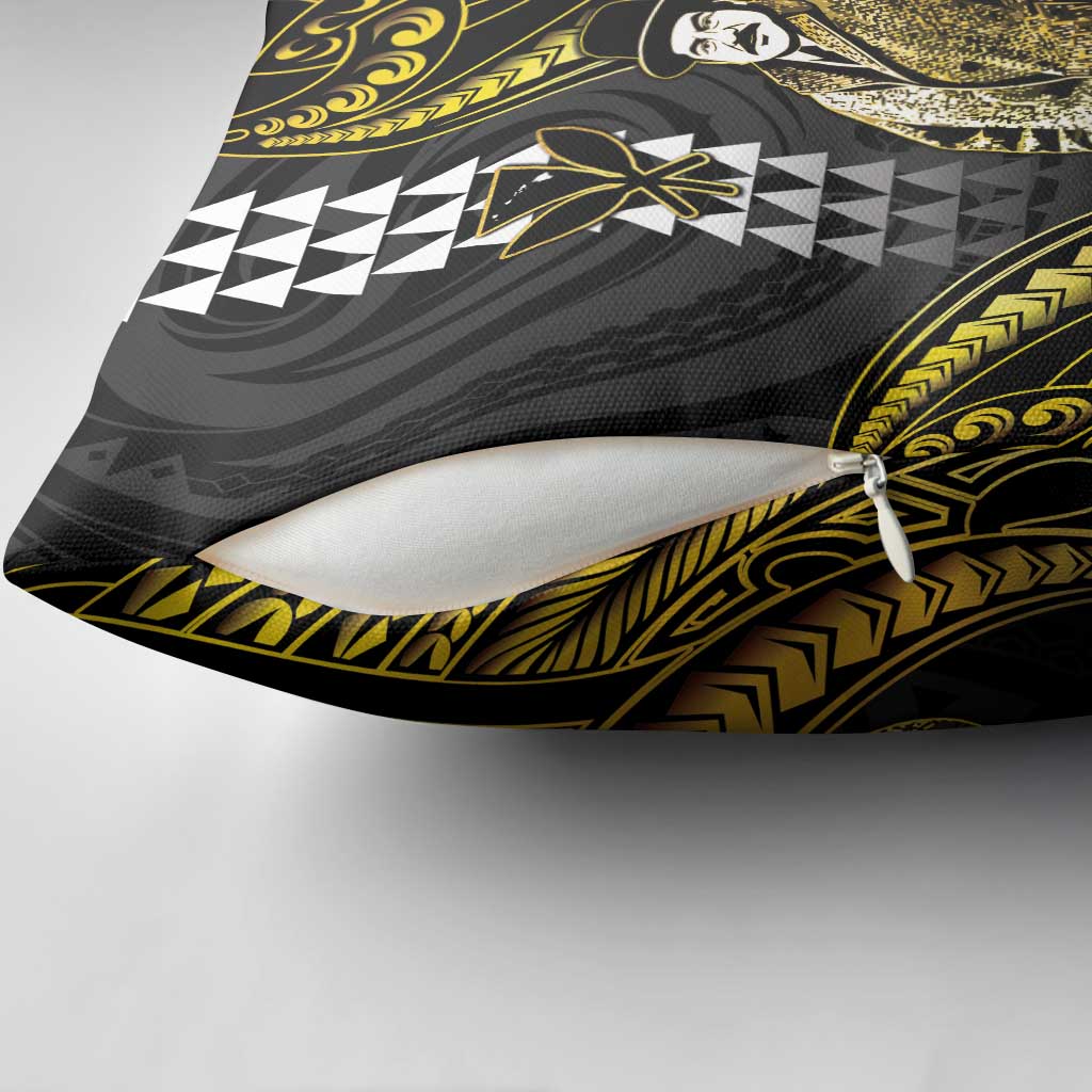 Hawaii Kuhio The Citizen Prince Pillow Cover Gold Polynesian Tribal Tattoo