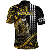 Hawaii Kuhio The Citizen Prince Polo Shirt Gold Polynesian Tribal Tattoo