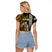 Hawaii Kuhio The Citizen Prince Raglan Cropped T Shirt Gold Polynesian Tribal Tattoo