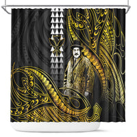 Hawaii Kuhio The Citizen Prince Shower Curtain Gold Polynesian Tribal Tattoo