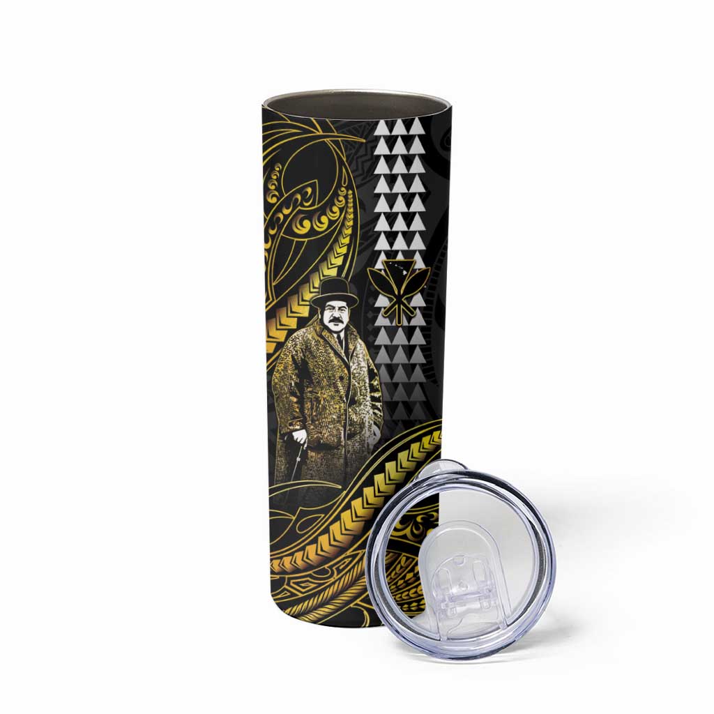 Hawaii Kuhio The Citizen Prince Skinny Tumbler Gold Polynesian Tribal Tattoo