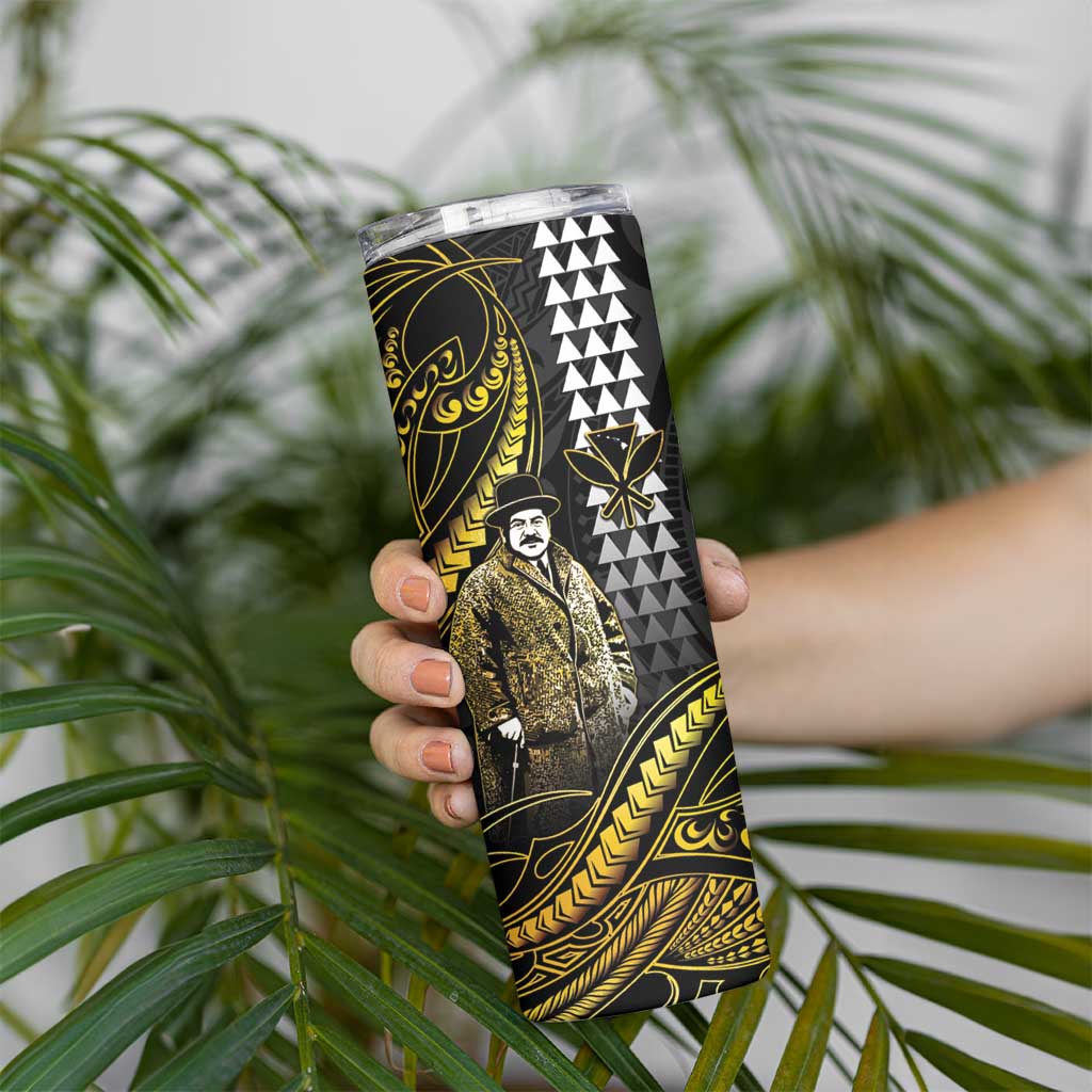 Hawaii Kuhio The Citizen Prince Skinny Tumbler Gold Polynesian Tribal Tattoo