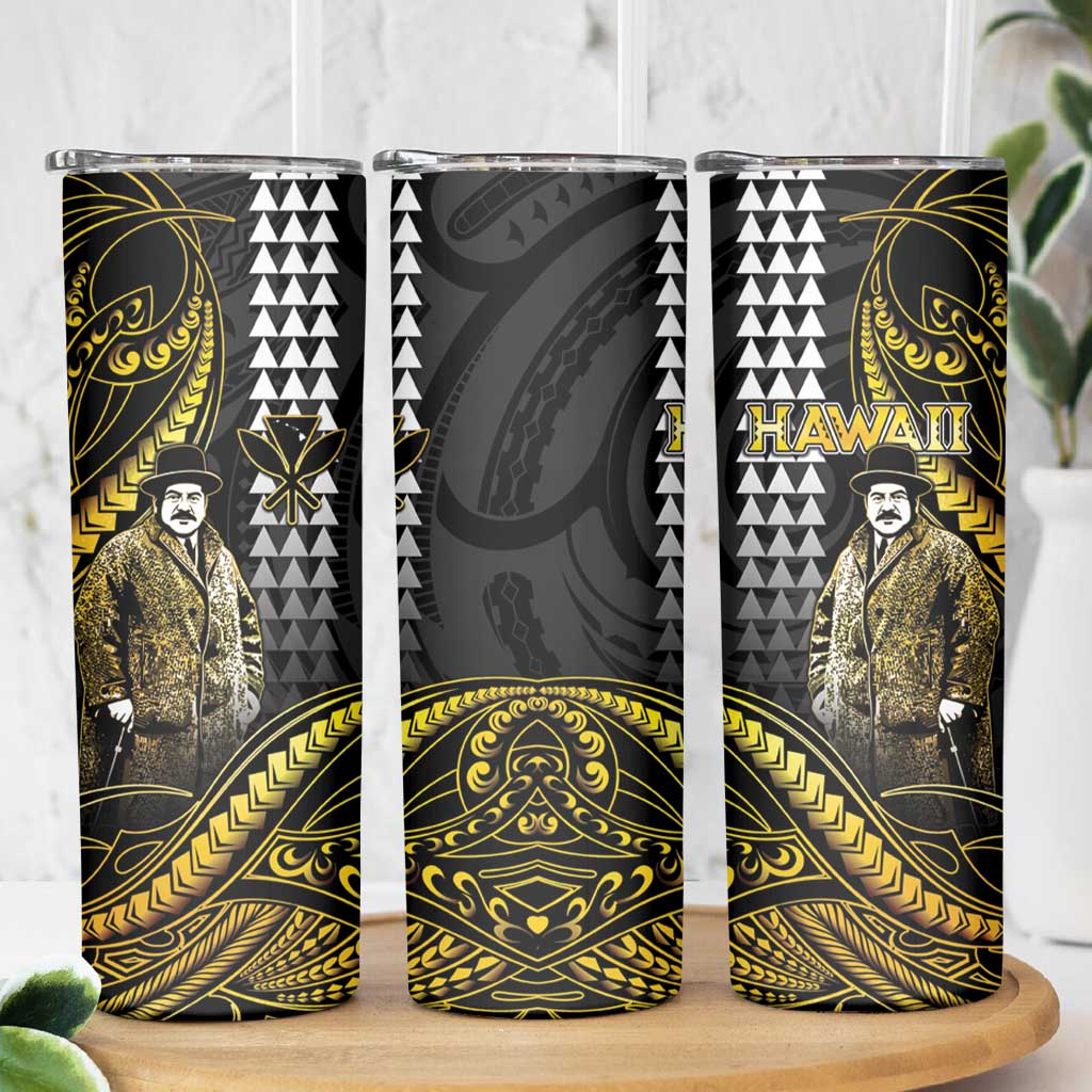 Hawaii Kuhio The Citizen Prince Skinny Tumbler Gold Polynesian Tribal Tattoo