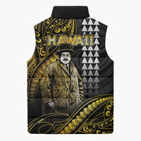 Hawaii Kuhio The Citizen Prince Sleeveless Puffer Jacket Gold Polynesian Tribal Tattoo