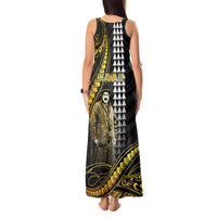 Hawaii Kuhio The Citizen Prince Tank Maxi Dress Gold Polynesian Tribal Tattoo