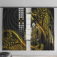 Hawaii Kuhio The Citizen Prince Window Curtain Gold Polynesian Tribal Tattoo