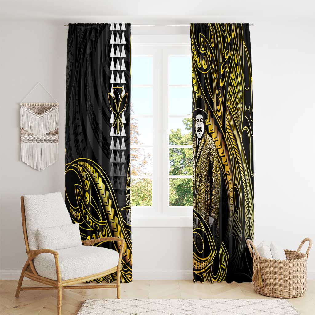 Hawaii Kuhio The Citizen Prince Window Curtain Gold Polynesian Tribal Tattoo