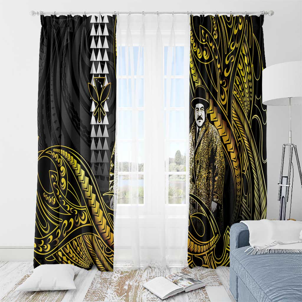 Hawaii Kuhio The Citizen Prince Window Curtain Gold Polynesian Tribal Tattoo