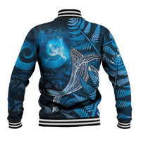 New Zealand Matariki Baseball Jacket Maori Koru With Humpback Whale Blue