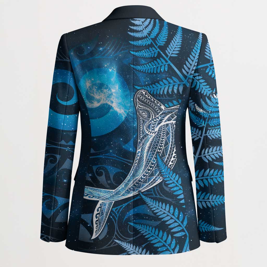 New Zealand Matariki Blazer Maori Koru With Humpback Whale Blue