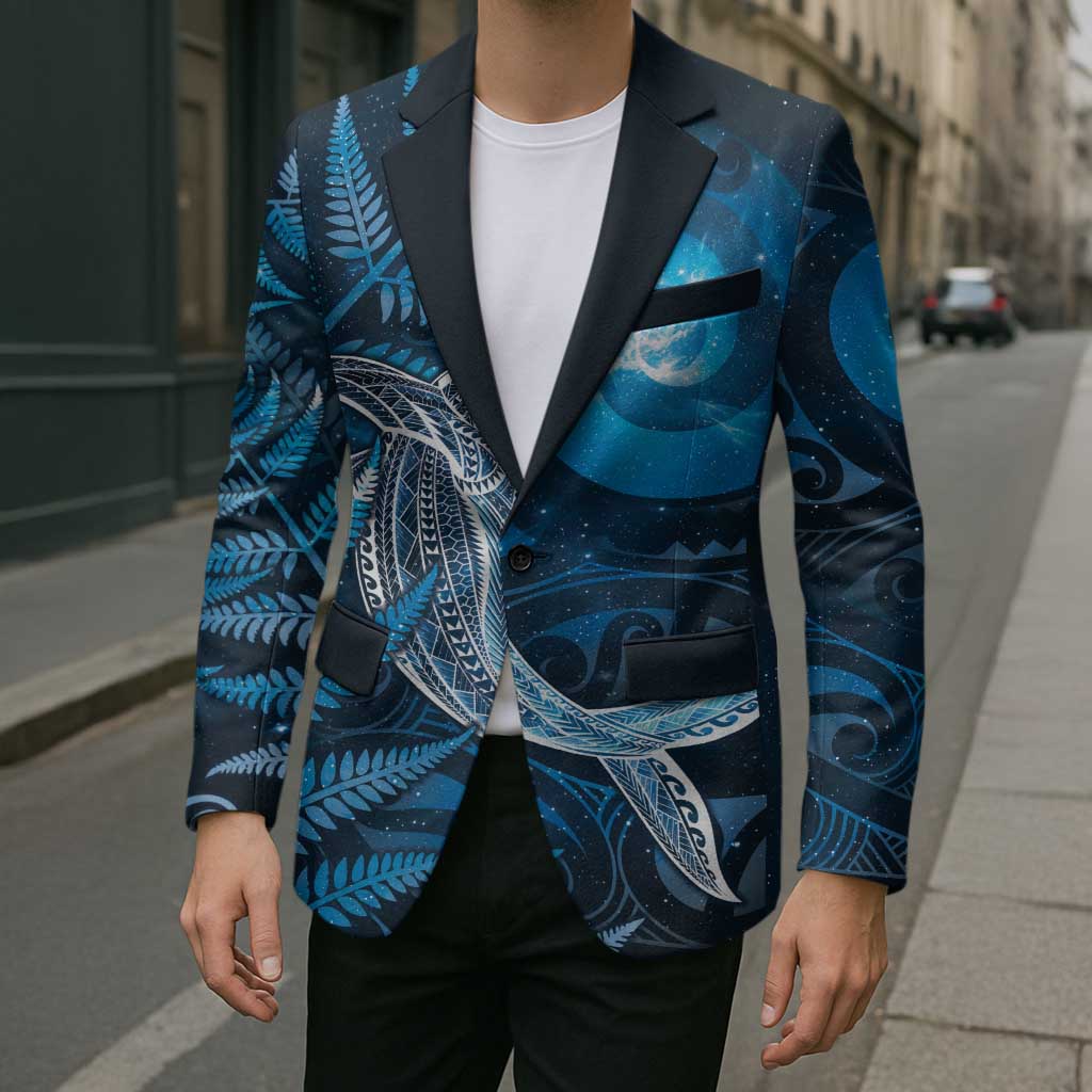 New Zealand Matariki Blazer Maori Koru With Humpback Whale Blue
