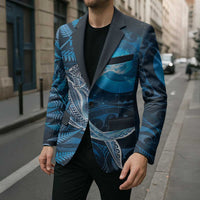 New Zealand Matariki Blazer Maori Koru With Humpback Whale Blue