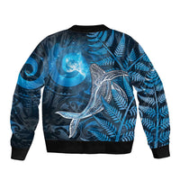 New Zealand Matariki Bomber Jacket Maori Koru With Humpback Whale Blue