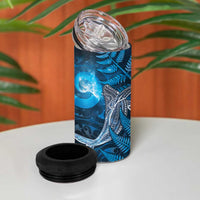 New Zealand Matariki 4 in 1 Can Cooler Tumbler Maori Koru With Humpback Whale Blue