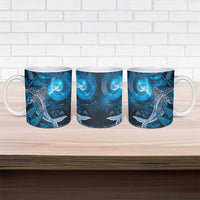 New Zealand Matariki Ceramic Mug Maori Koru With Humpback Whale Blue