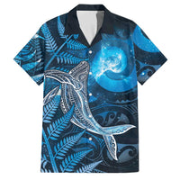 New Zealand Matariki Family Matching Off Shoulder Maxi Dress and Hawaiian Shirt Maori Koru With Humpback Whale Blue LT05 Dad's Shirt - Short Sleeve Blue - Polynesian Pride