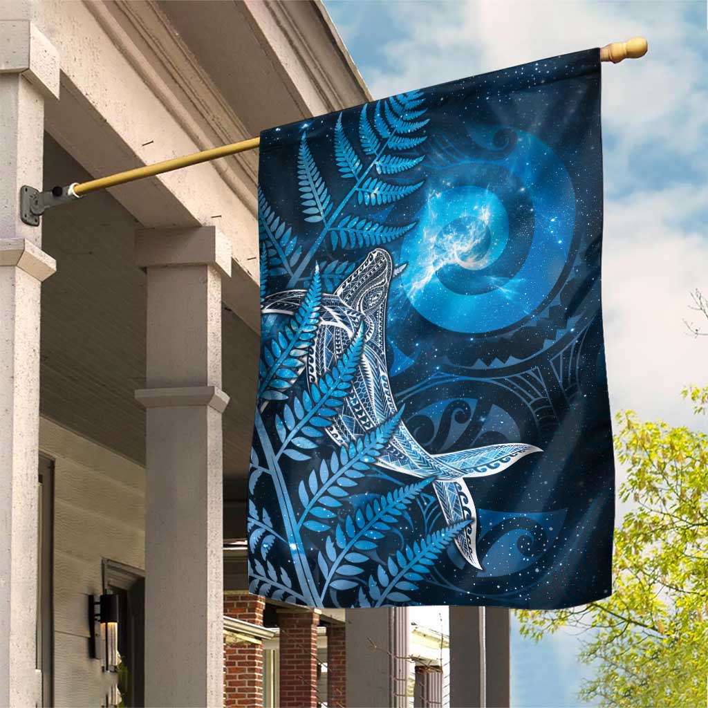 New Zealand Matariki Garden Flag Maori Koru With Humpback Whale Blue
