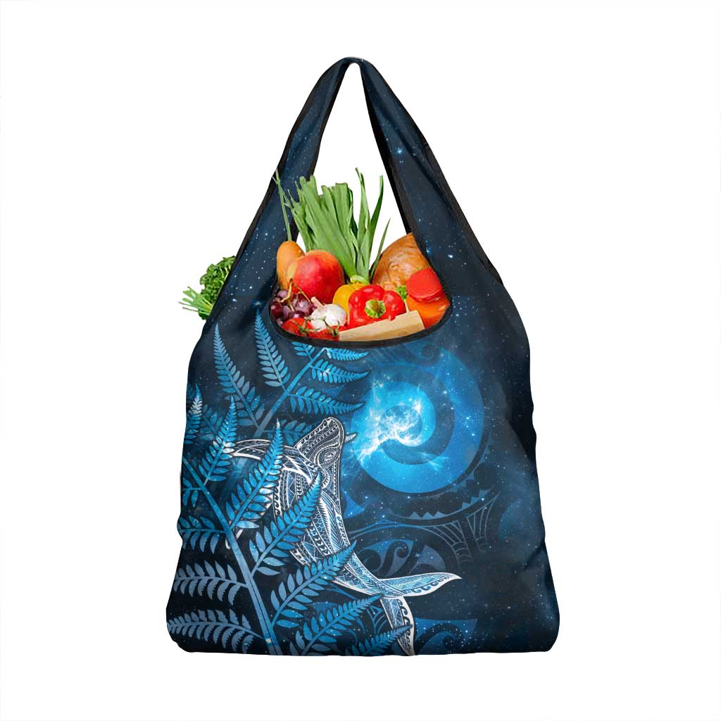 New Zealand Matariki Grocery Bag Maori Koru With Humpback Whale Blue