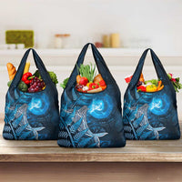 New Zealand Matariki Grocery Bag Maori Koru With Humpback Whale Blue