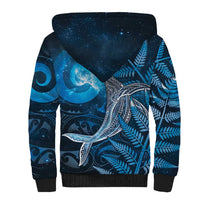 New Zealand Matariki Sherpa Hoodie Maori Koru With Humpback Whale Blue