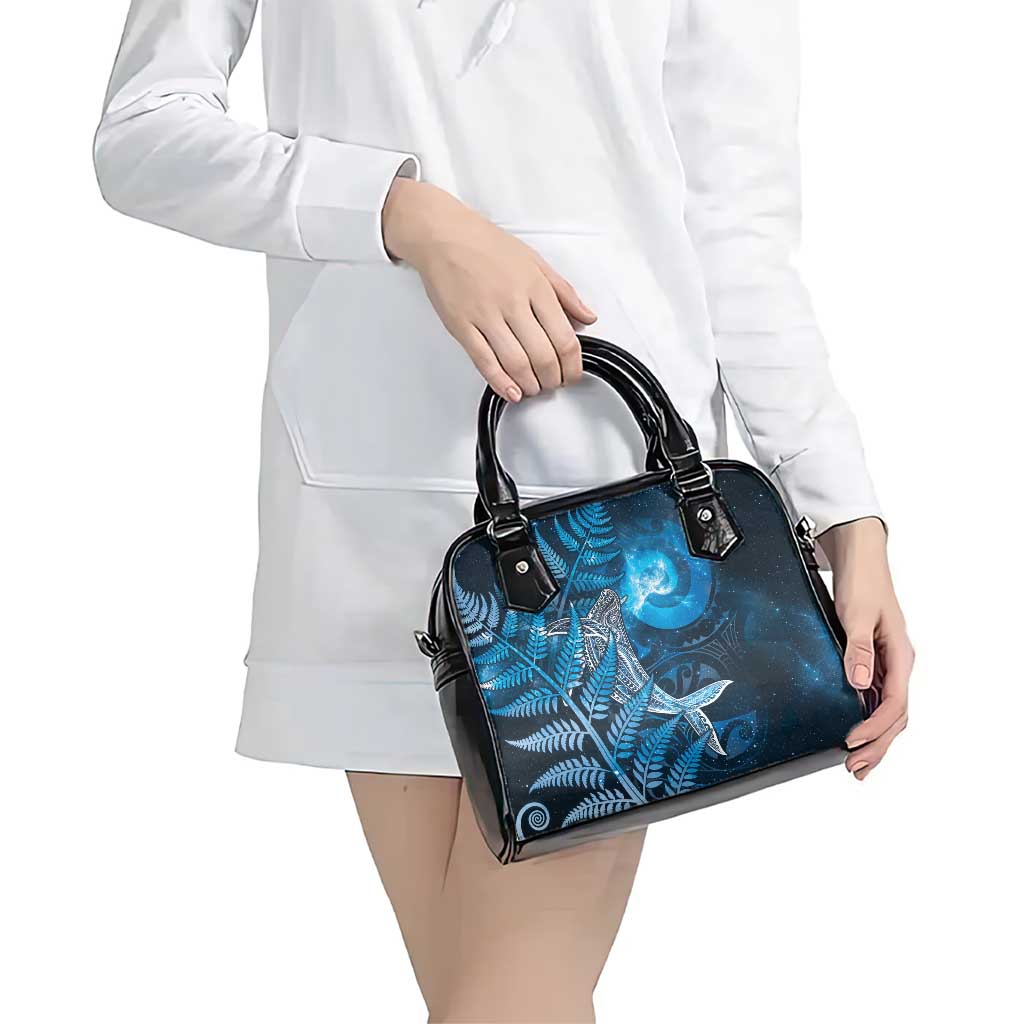 New Zealand Matariki Shoulder Handbag Maori Koru With Humpback Whale Blue