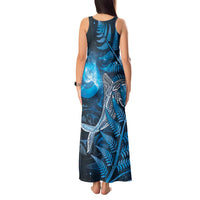 New Zealand Matariki Tank Maxi Dress Maori Koru With Humpback Whale Blue