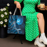 New Zealand Matariki Tote Bag Maori Koru With Humpback Whale Blue