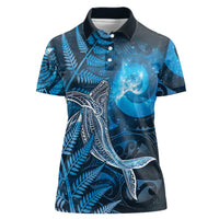 New Zealand Matariki Women Polo Shirt Maori Koru With Humpback Whale Blue