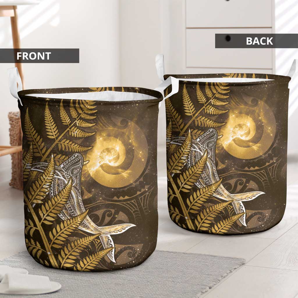 New Zealand Matariki Laundry Basket Maori Koru With Humpback Whale Gold