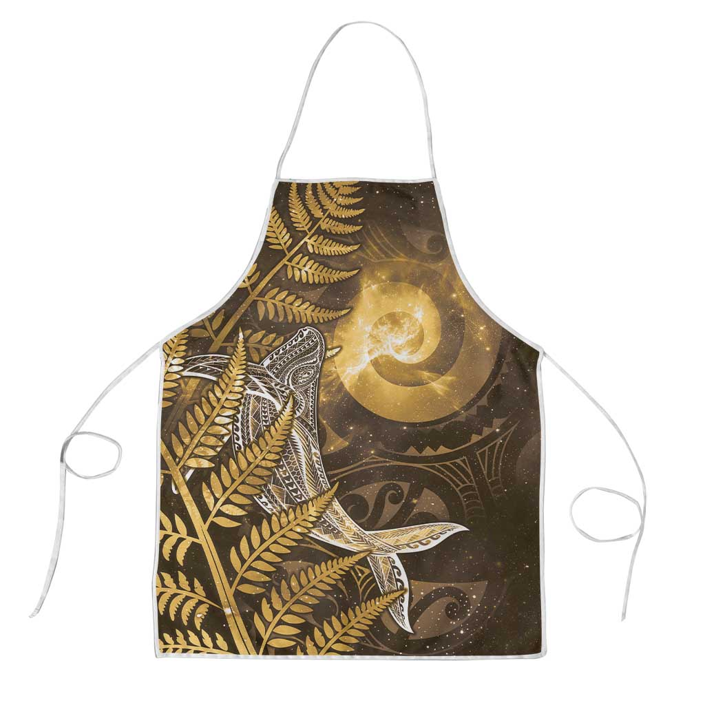 New Zealand Matariki Apron Maori Koru With Humpback Whale Gold