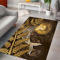 New Zealand Matariki Area Rug Maori Koru With Humpback Whale Gold