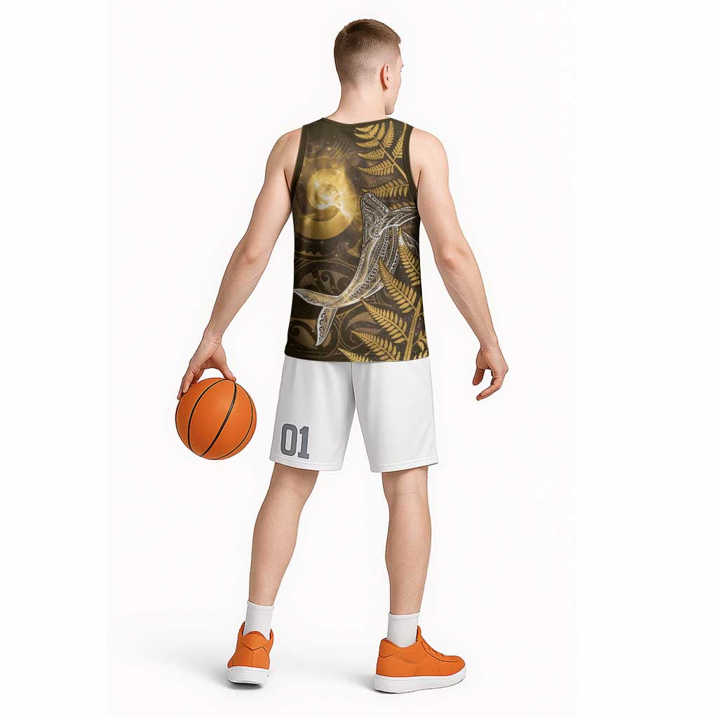 New Zealand Matariki Basketball Jersey Maori Koru With Humpback Whale Gold
