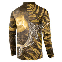 New Zealand Matariki Button Sweatshirt Maori Koru With Humpback Whale Gold