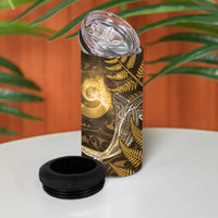 New Zealand Matariki 4 in 1 Can Cooler Tumbler Maori Koru With Humpback Whale Gold
