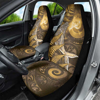 New Zealand Matariki Car Seat Cover Maori Koru With Humpback Whale Gold